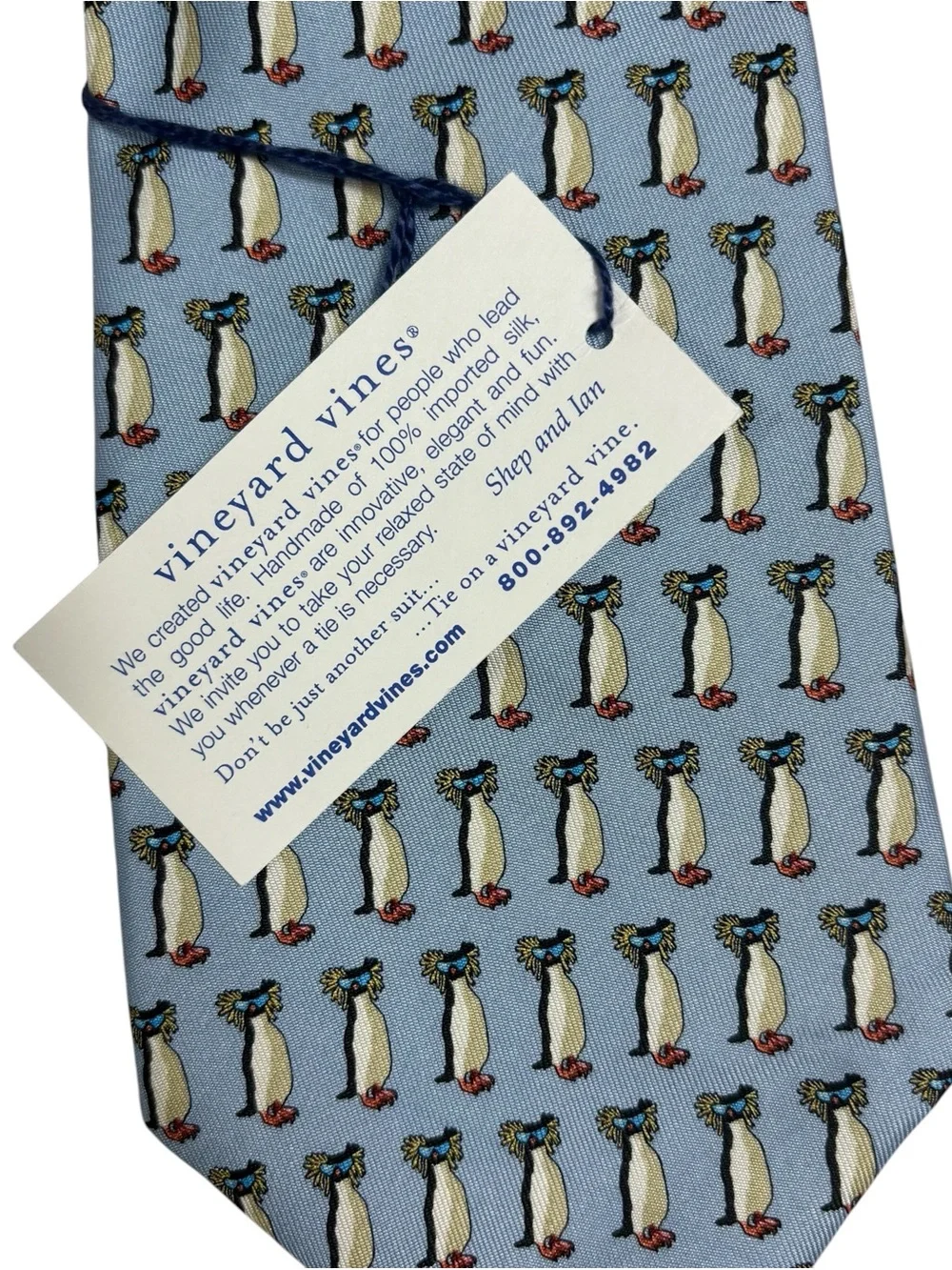 Vineyard Vines NWT Allianz Custom Silk Necktie Tie Blue Penguins